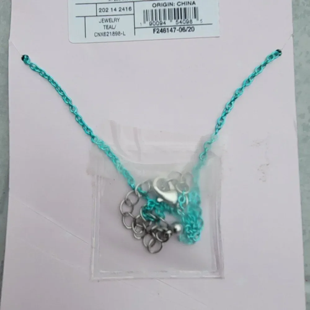 Lovely & Lively Womens Teal Glitter Fashion Necklace L Letter Locket OS